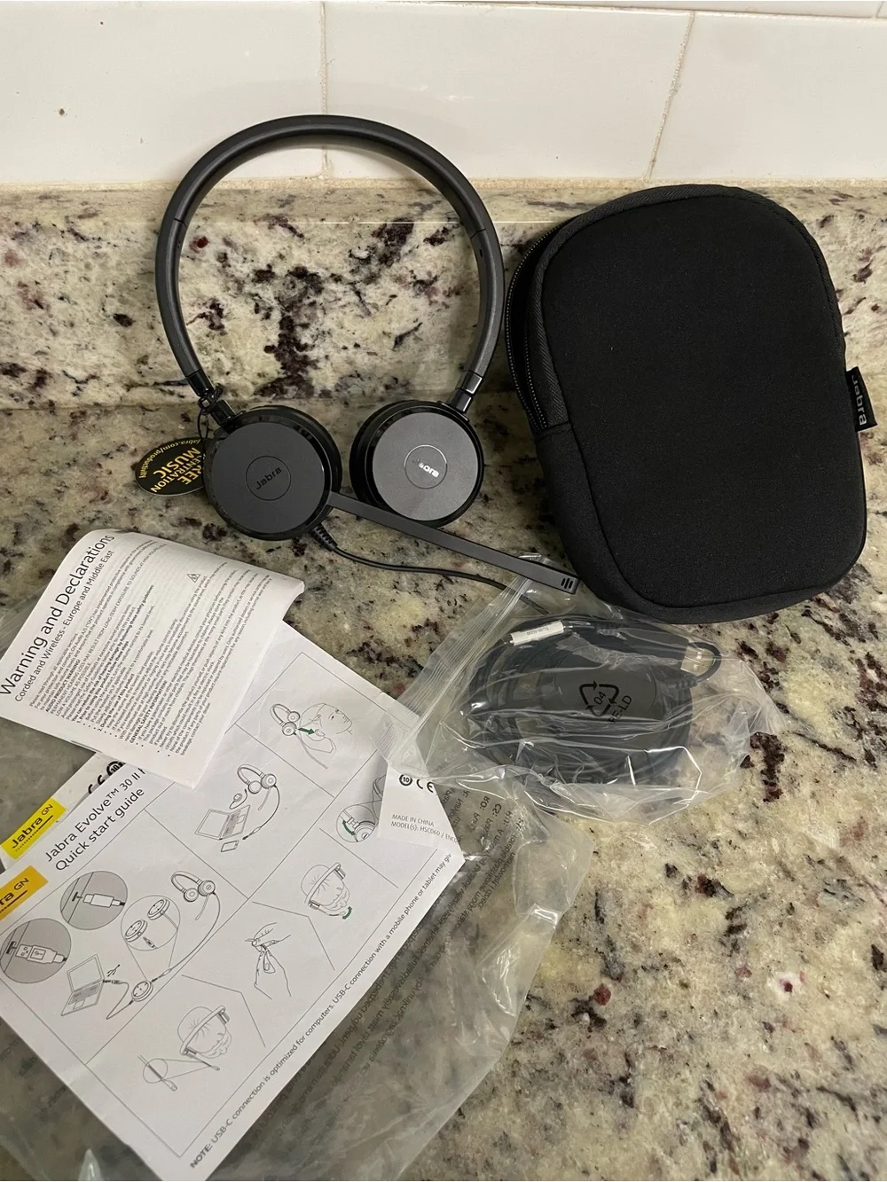 Jabra Evolve 30 II wired stereo headset in black new telecommunications work